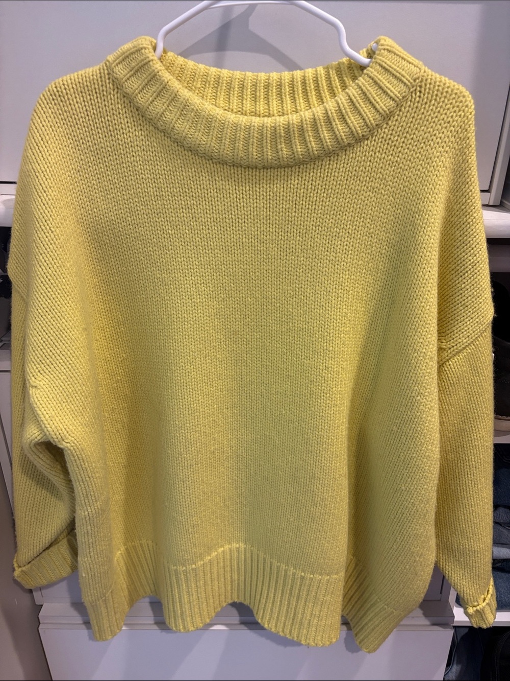Tory Sport Lemon Yellow Relaxed Crewneck Sweater